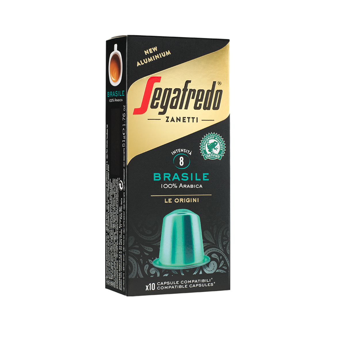 Segafredo Zanetti - [100% Arabica (Single Origin)] Brasile Aluminum Coffee Capsule (Nespresso® Compatible Capsule) (10pcs)