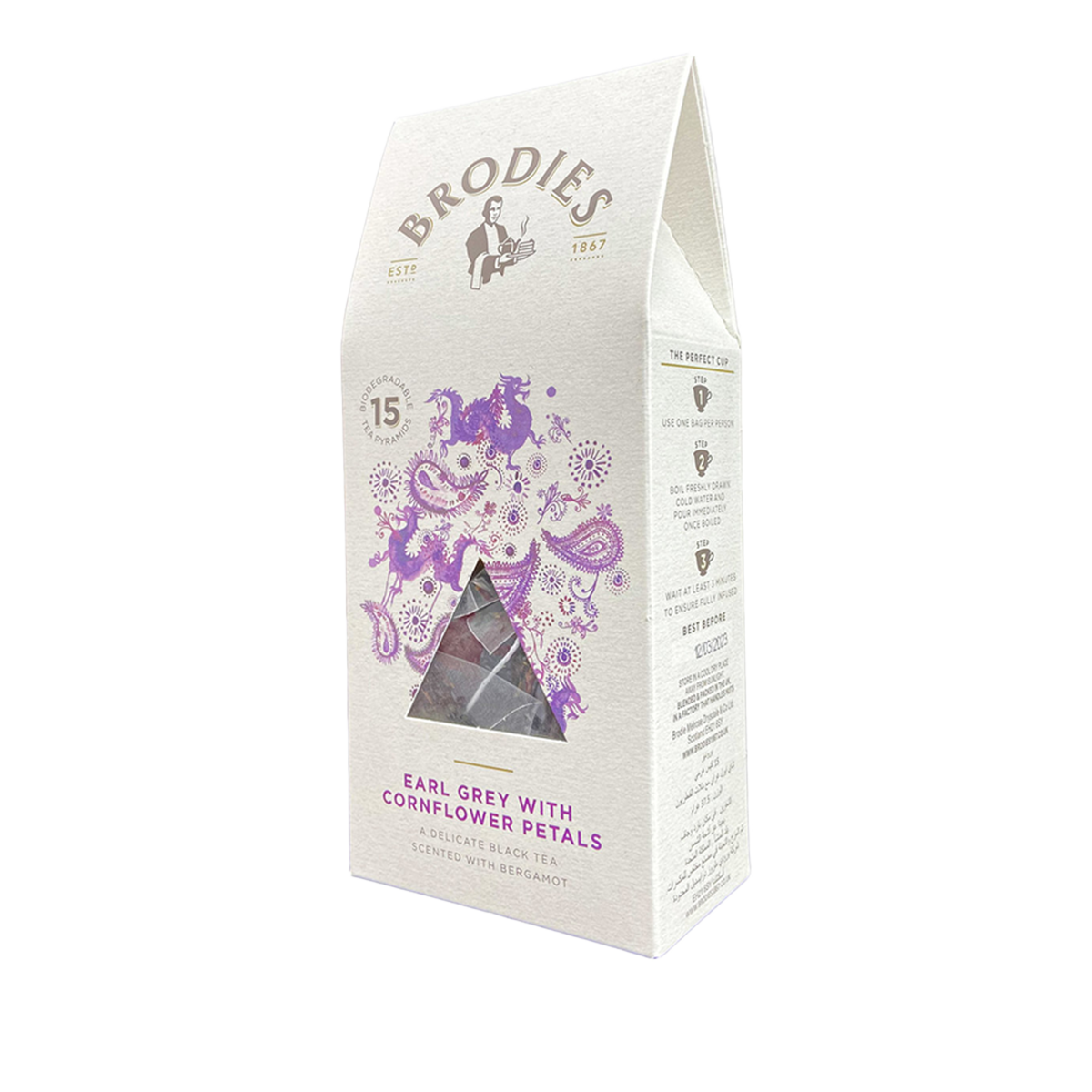 Brodies - Earl Grey with Cornflower Petals Pyramid Tea Bag